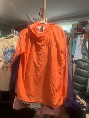 Men's Orange Hooded Swim Rash Guard - Lightweight Sun Protection
